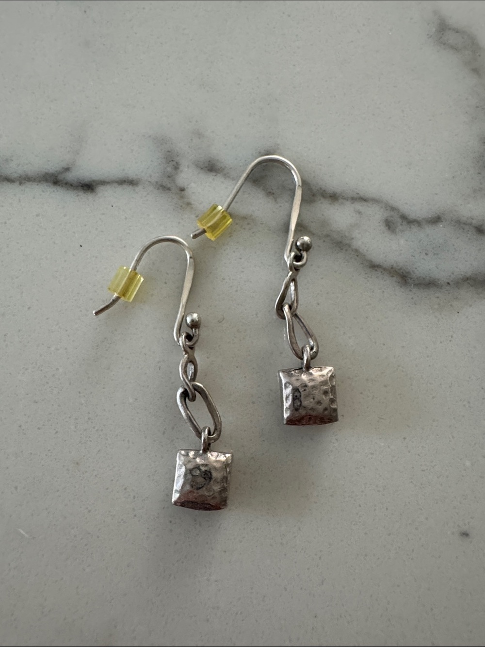 Silpada Oxidized Sterling Silver Signed Petite Hammered Pillow Dangle Earrings